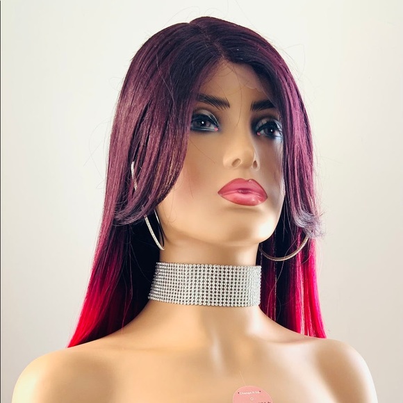 Very Pretty 26” Ombre Hot Pink & Light Pink Premium Fiber Lace Front Wig - Picture 7 of 12
